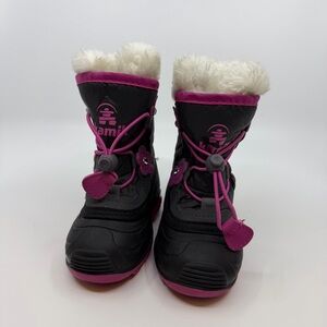 Kamik Black and Pink Winter Boots waterproof size 6T